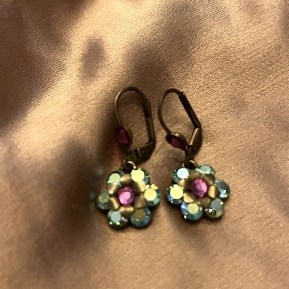 Vintage Michael Negrin drop earrings, Aurora borealis, pristine condition - Picture 2 of 4